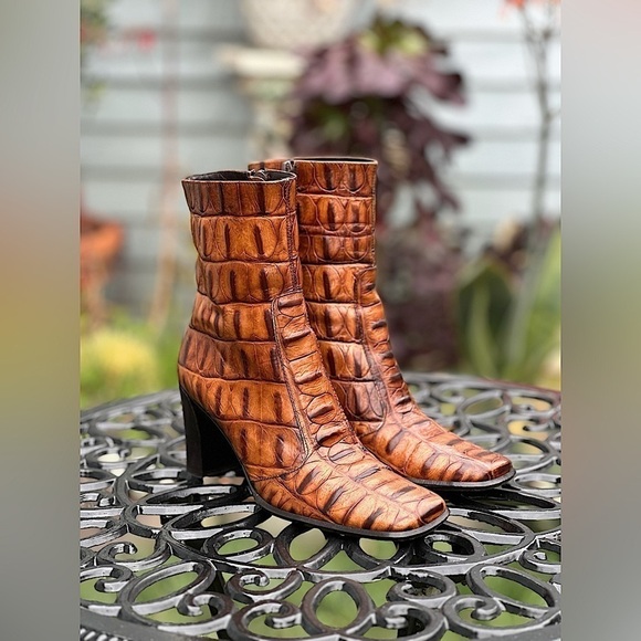 Via Spiga Shoes - Via Spiga — Vintage Crocodile Heeled Ankle Boots